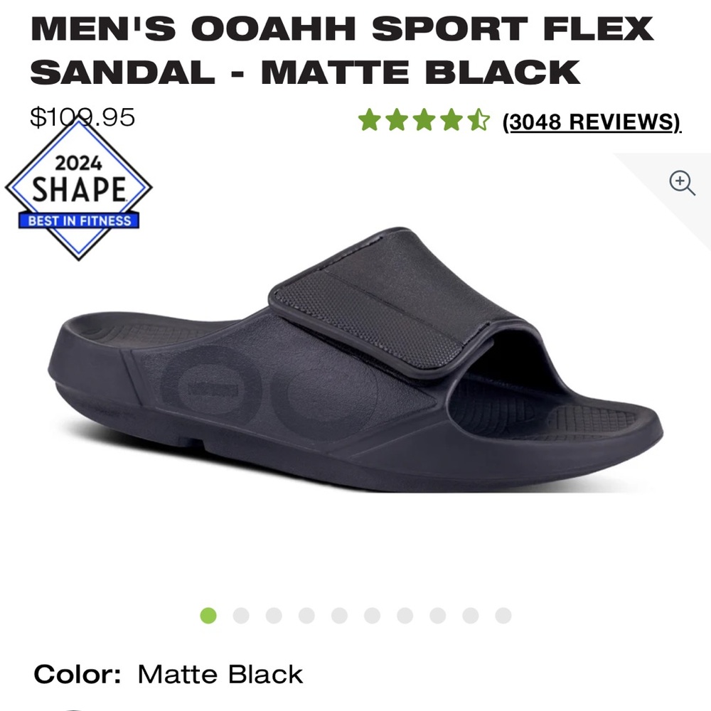 OOFOS OOAHH SPORT FLEX SANDAL - MATTE BLACK